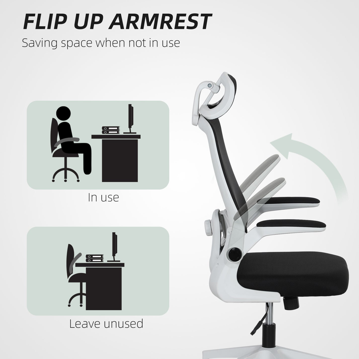 Executive Mesh Office Chair with Headrest, Lumbar Support, Black