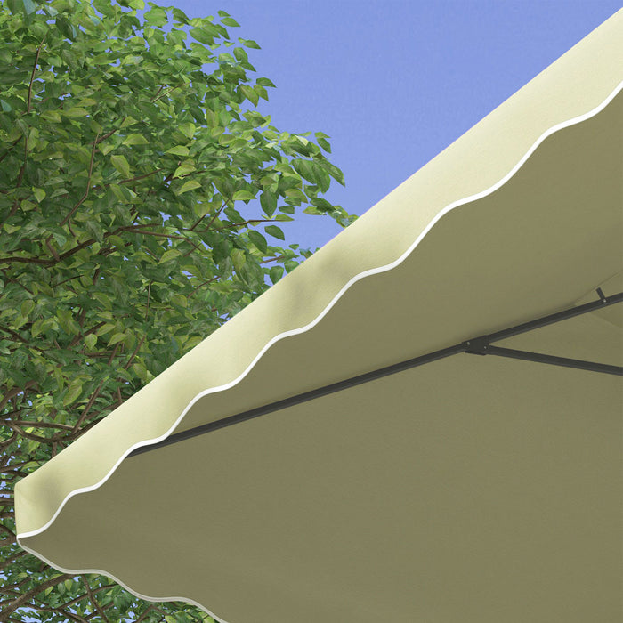 2.5m Square Double Top Garden Parasol Cantilever Umbrella with Ruffles, Beige