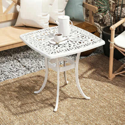 54 x 54cm Aluminium Outdoor Garden Side Table w/ Umbrella Hole, White
