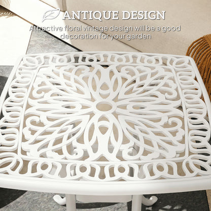 54 x 54cm Aluminium Outdoor Garden Side Table w/ Umbrella Hole, White