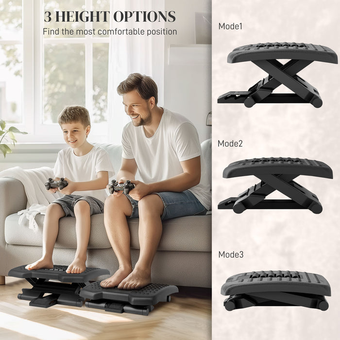 Foot Rest for Under Desk with Massage Function, Adjustable Angle and Height