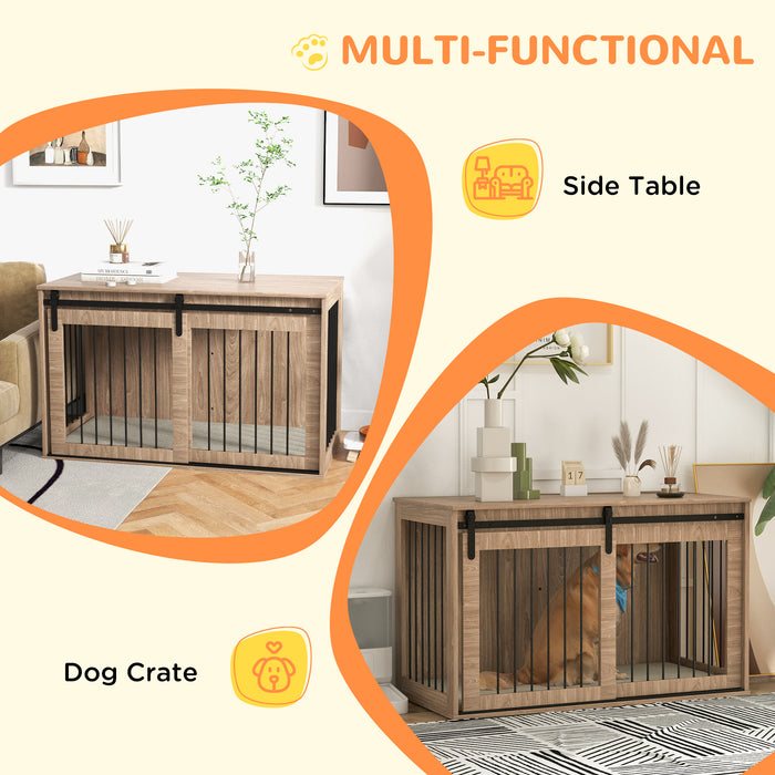 Dog Crate Furniture with Removable Cushion for XL Dogs, 118 x 60 x 73 cm, Brown