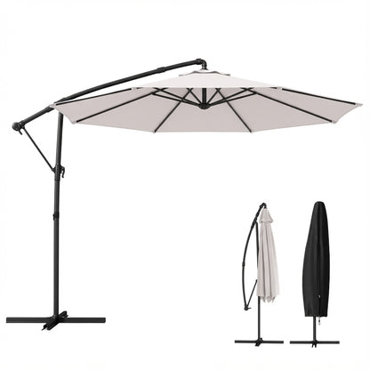 3 m Garden Cantilever Parasol with Cover, Rotation, Cream White