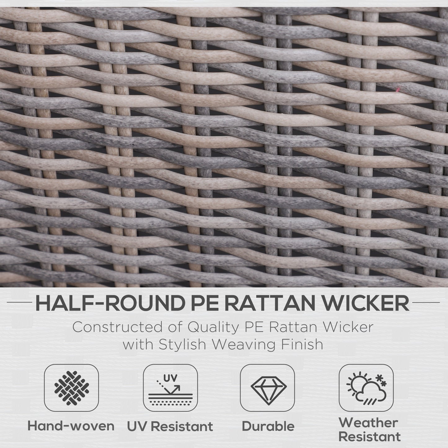 Outsunny 5 Pcs Rattan Garden Furniture Set w/ Tall Glass-Top Table Aluminium Frame Plastic Wicker Thick Soft Cushions Comfortable Outdoor Balcony Home Sofa - Brown