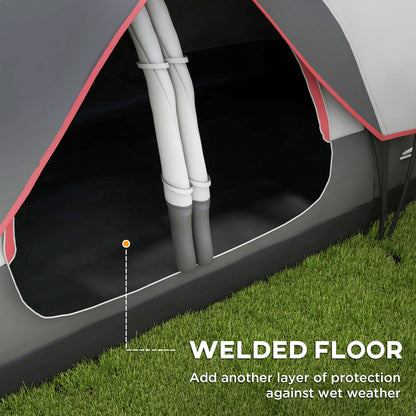 2 Room Camping Tent with Waterproof Rainfly & Screen Panels Grey