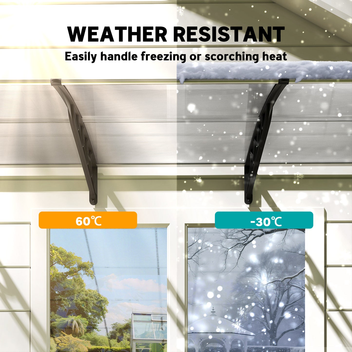 Door Canopy Outdoor Awning Rain Shelter for Window Porch, Clear