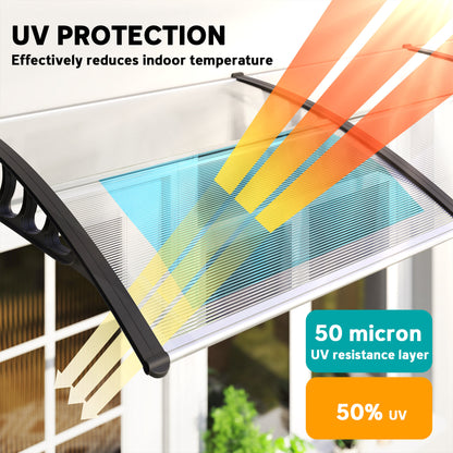 Door Canopy Outdoor Awning Rain Shelter for Window Porch, Clear