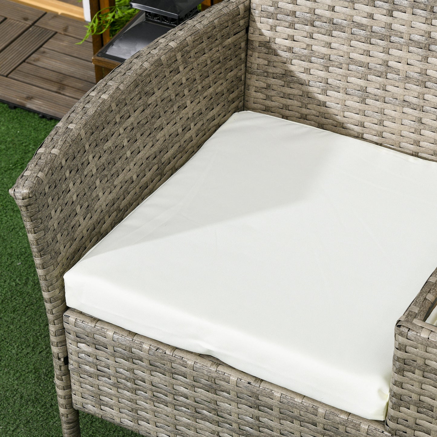 Two-Seat Rattan Chair, with Middle Table - Grey