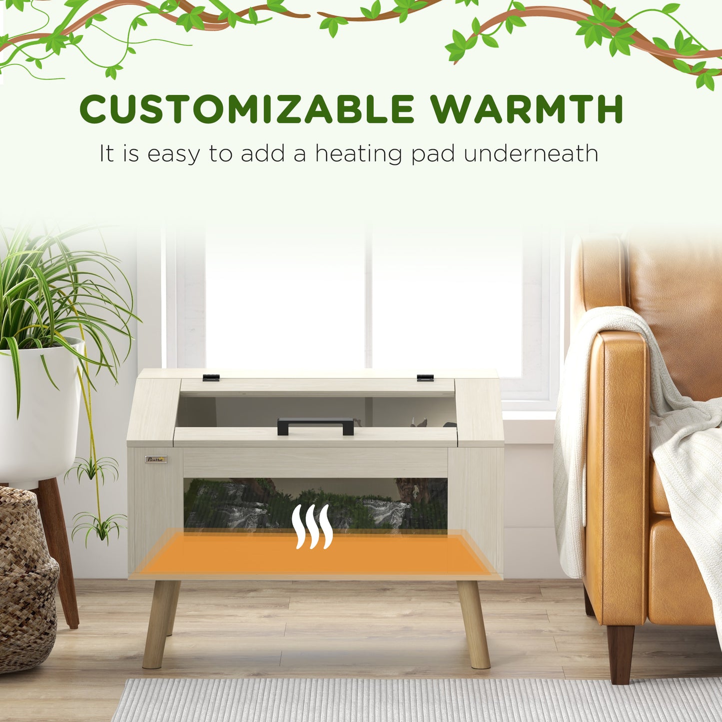 Reptile Terrarium, 111L Snake Vivarium with Tempered Glass Windows
