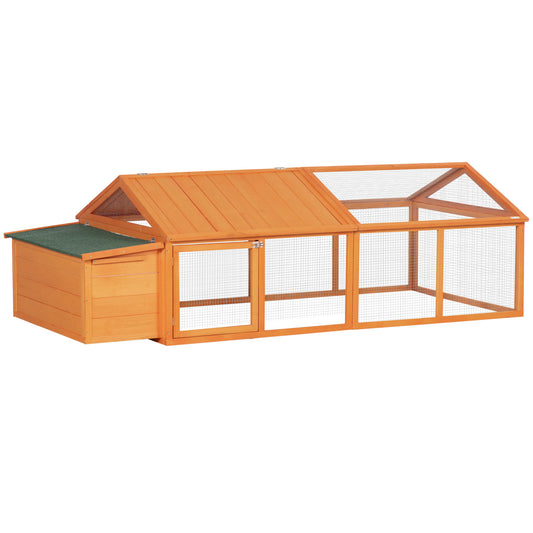 Wooden Chicken Run with Nesting Box, Openable Roof, for 4-8 Chickens
