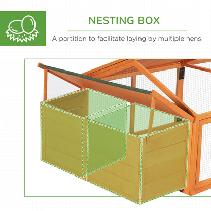 Wooden Chicken Run with Nesting Box, Openable Roof, for 4-8 Chickens