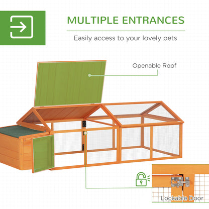 Wooden Chicken Run with Nesting Box, Openable Roof, for 4-8 Chickens