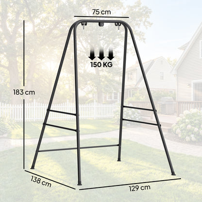 Hammock Chair Stand Only for Indoor Outdoor 150KG Load Black