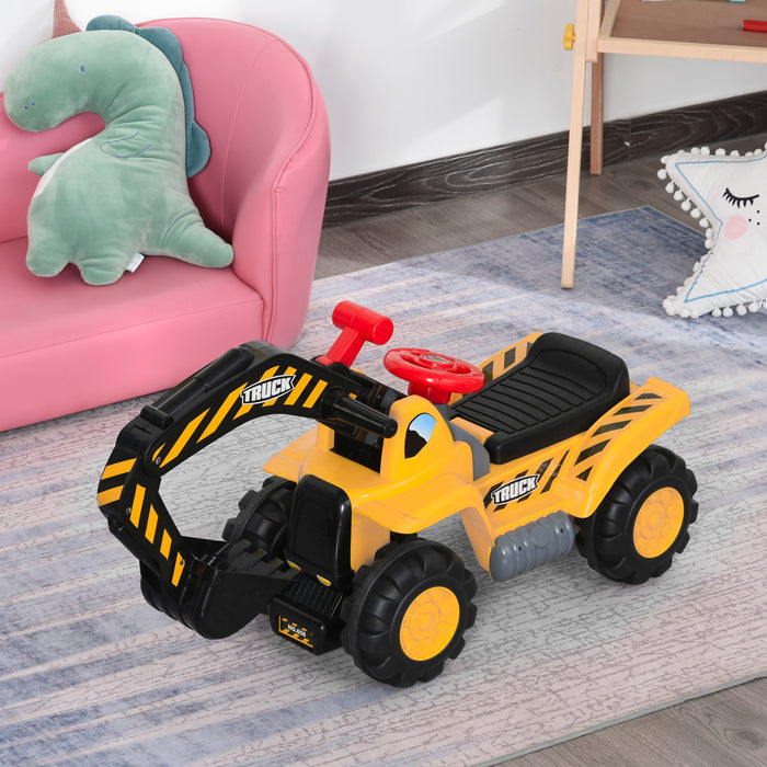 Kids 4-in-1 HDPE Excavator Ride On Truck Yellow/Black