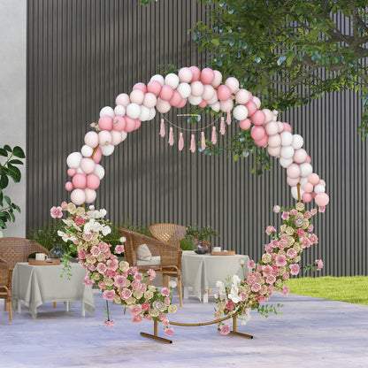 222cm Gold Tone Wedding Arch Round Backdrop Stand for Birthday Party