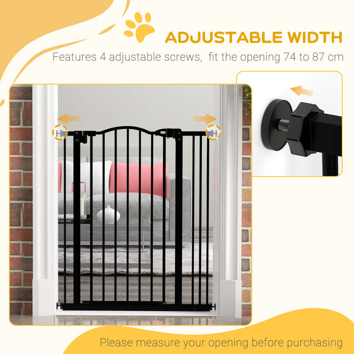 Metal Pet Safety Gate Dog Gate Folding Fence, Black