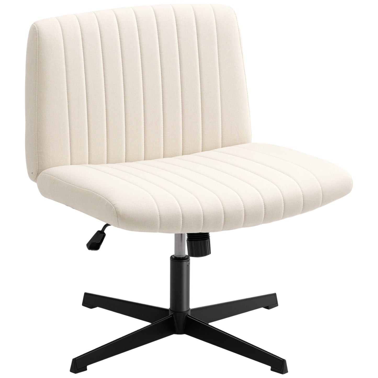 Linen Criss Cross Legged Office Chair with Tilt Function, Cream