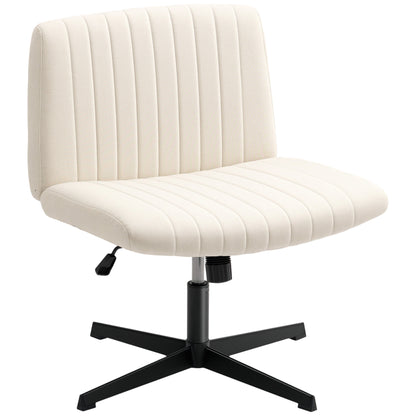 Linen Criss Cross Legged Office Chair with Tilt Function, Cream