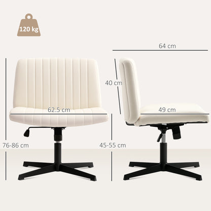 Linen Criss Cross Legged Office Chair with Tilt Function, Cream