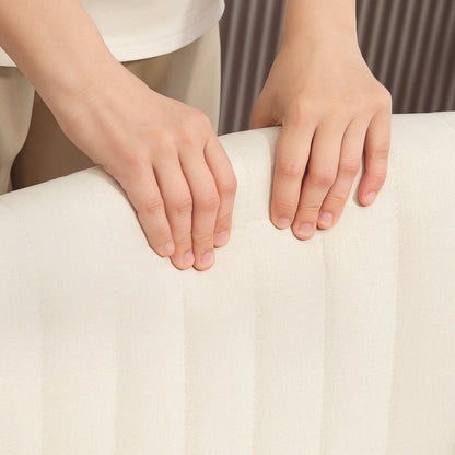 Linen Criss Cross Legged Office Chair with Tilt Function, Cream