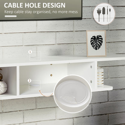 Wall Mounted TV  Stand Entertainment Unit with Storage Shelf, White