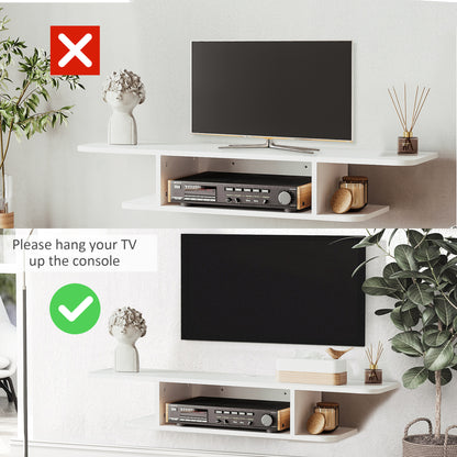 Wall Mounted TV  Stand Entertainment Unit with Storage Shelf, White