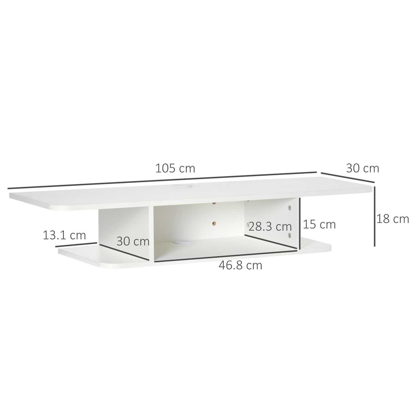 Wall Mounted TV  Stand Entertainment Unit with Storage Shelf, White