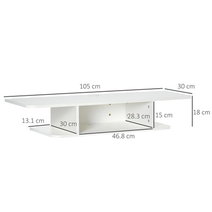 Wall Mounted TV  Stand Entertainment Unit with Storage Shelf, White