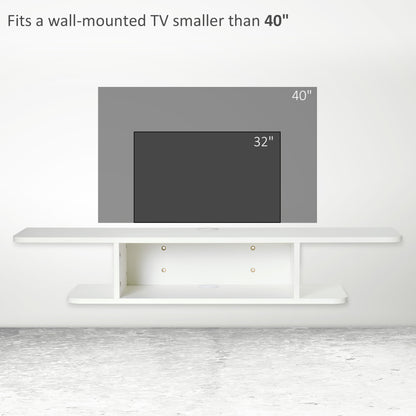 Wall Mounted TV  Stand Entertainment Unit with Storage Shelf, White