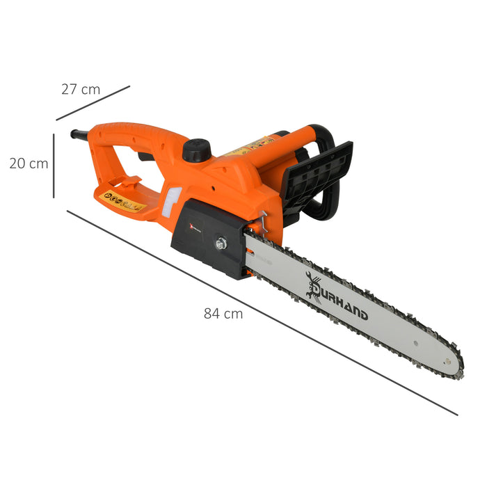 DURHAND Aluminum Electric Chainsaw Garden Tools Double Brake Cover Case Blade Corded,2000 W, 40 cm-Orange