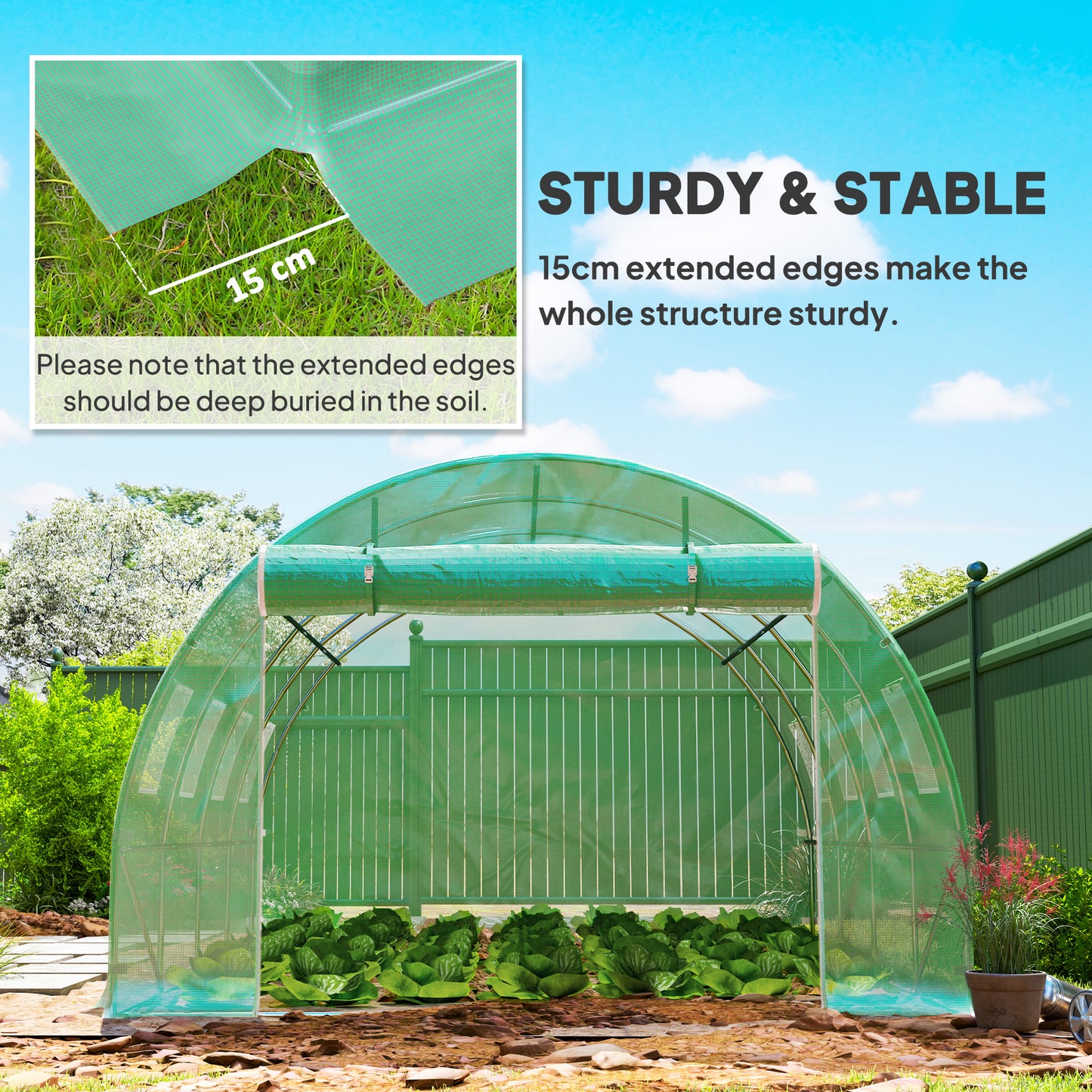 4 x 3 x 2m Greenhouse Replacement Cover ONLY for Tunnel Greenhouse