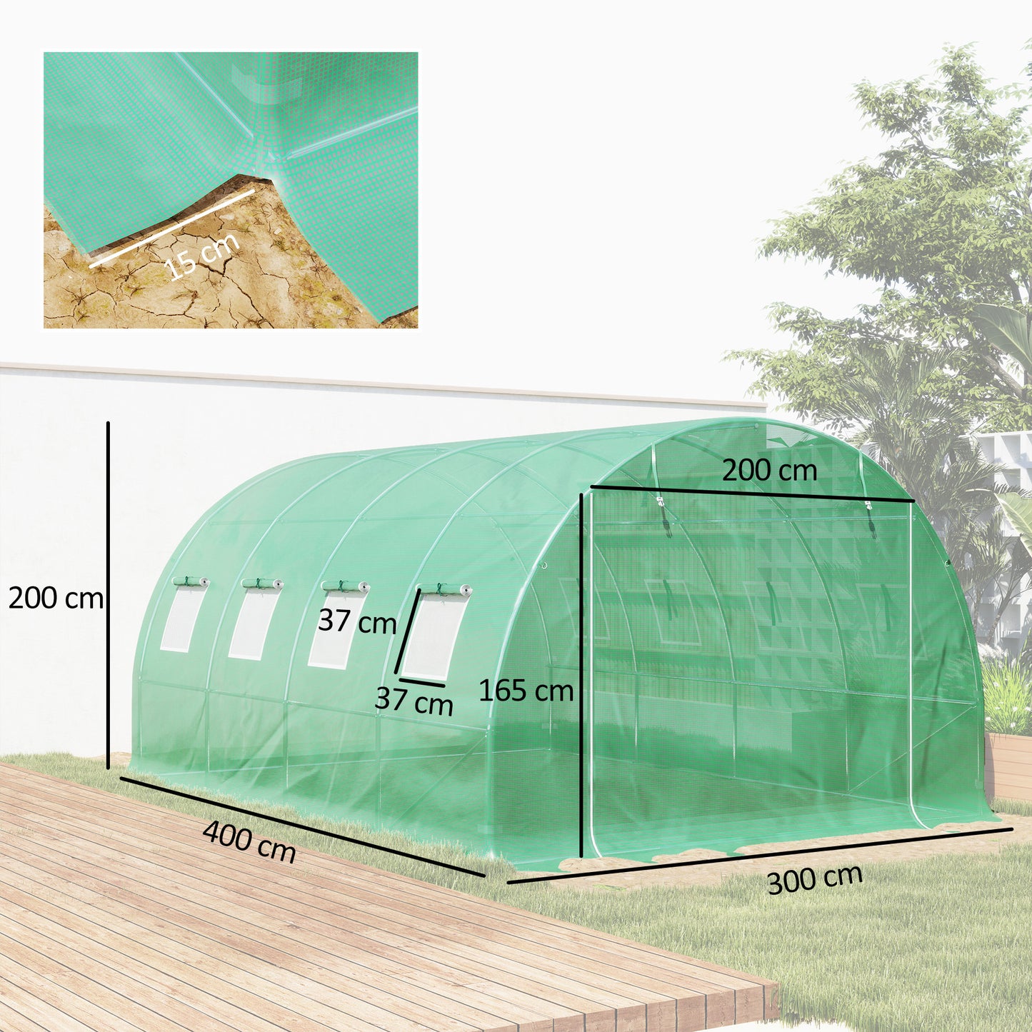 4 x 3 x 2m Greenhouse Replacement Cover ONLY for Tunnel Greenhouse