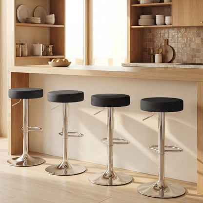 Bar Stools Set of 2, Height Adjustable Breakfast Bar Chairs, Black