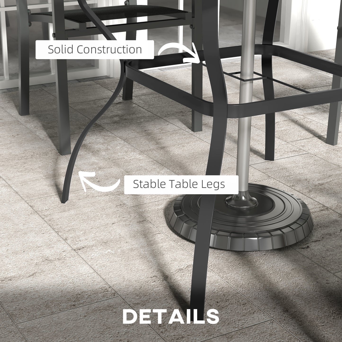 Garden Dining Table w/ Umbrella Hole, Dining Table for 4, Brown