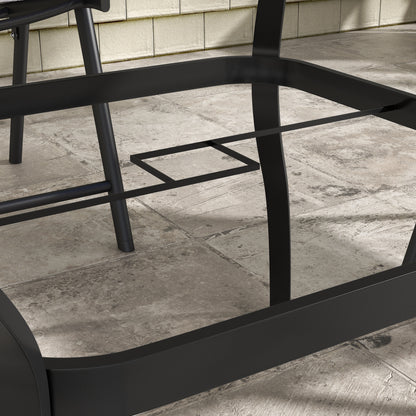 Garden Dining Table w/ Umbrella Hole, Dining Table for 4, Brown