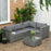 3 Pieces Rattan Garden Furniture 4 Seater Outdoor Patio Corner Sofa Chair Set with Coffee Table Thick Cushions Grey