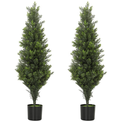 Set of 2 Decorative Artificial Plants Cypress in Weighted Pot, 90 cm Tall Fake Plant with 564 Leaves for Home Indoor Outdoor Decor