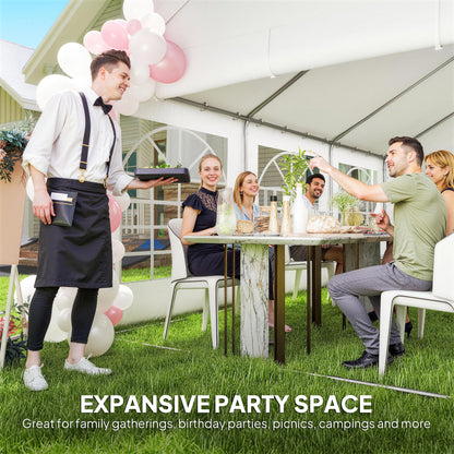 6 x 4 m Party Tent, Heavy Duty Gazebo Canopy with Windows, White