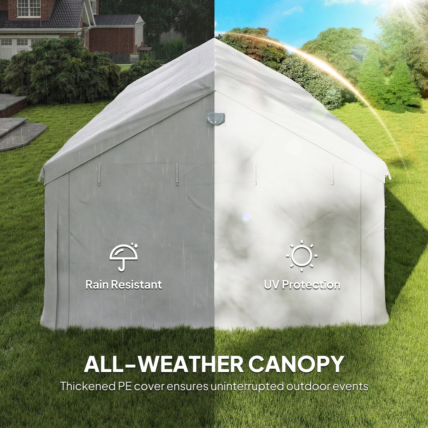 6 x 4 m Party Tent, Heavy Duty Gazebo Canopy with Windows, White
