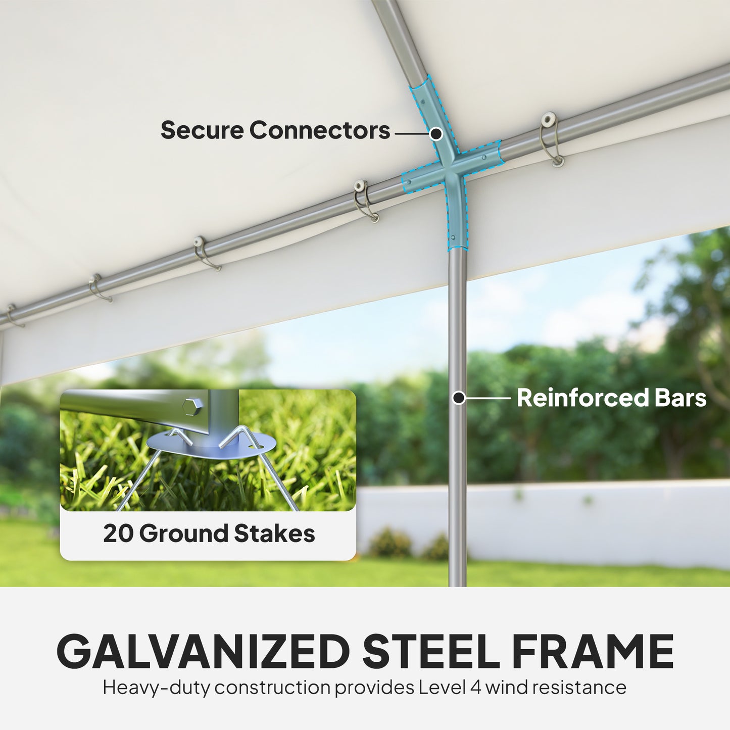 6 x 4 m Party Tent, Heavy Duty Gazebo Canopy with Windows, White