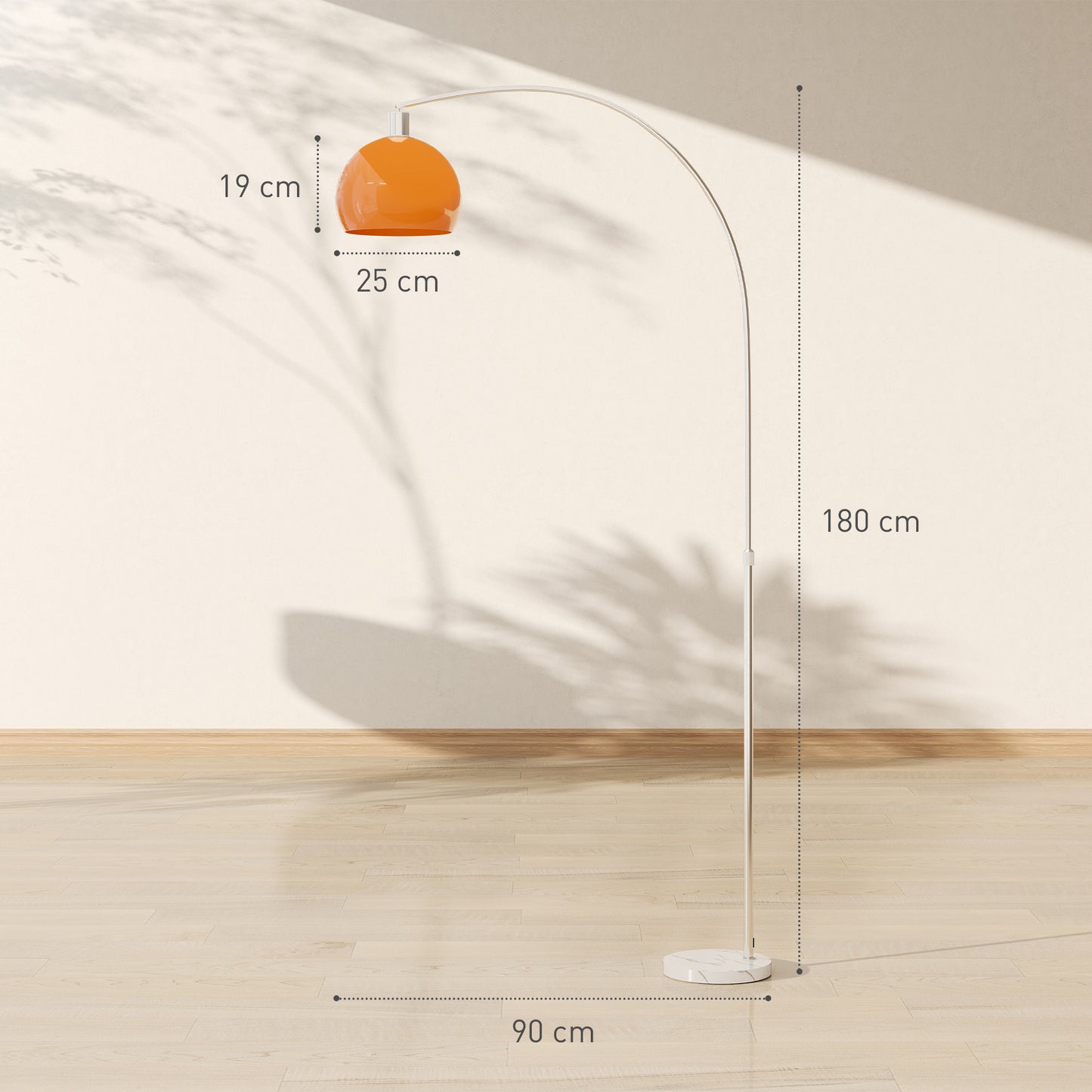 Modern Standing Lamp with Shade & Foot Switch, Orange