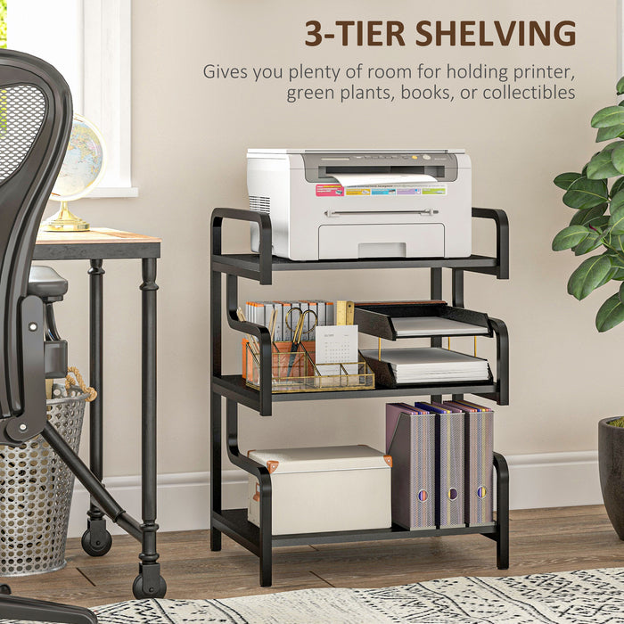 3-Tier Storage Shelf, Metal Shelves for Storage for Home Office, Black