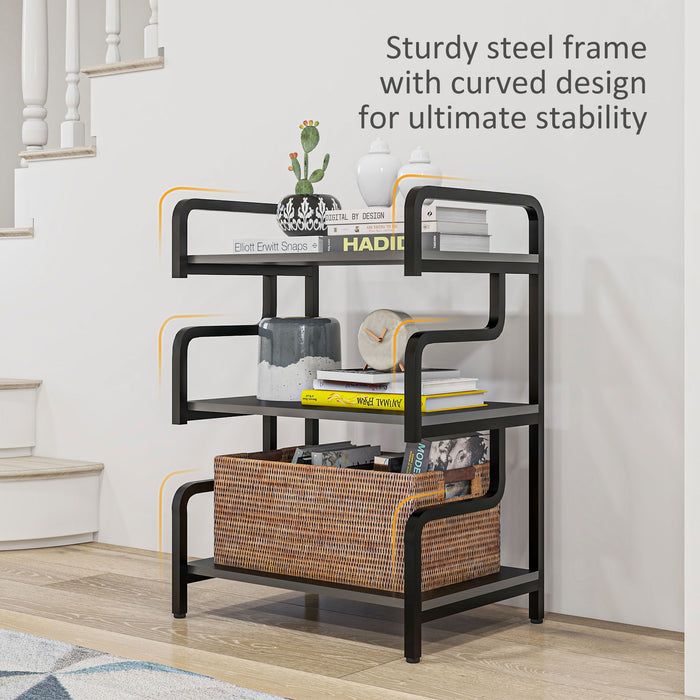 3-Tier Storage Shelf, Metal Shelves for Storage for Home Office, Black