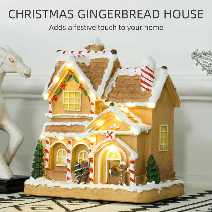 Lighted and Musical Christmas Candy House with Gingerbread Man Brown