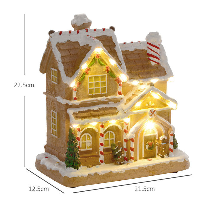 Lighted and Musical Christmas Candy House with Gingerbread Man Brown