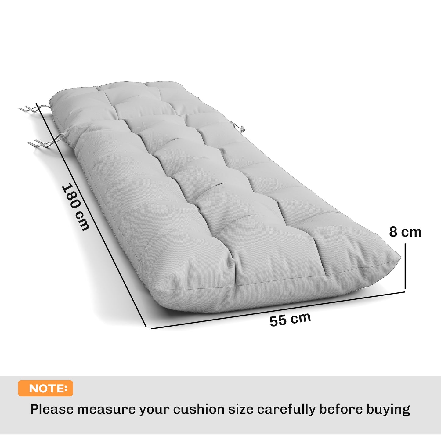 Sun Lounger Cushions Only, Sunbed Replacement Pads with 4 Ties