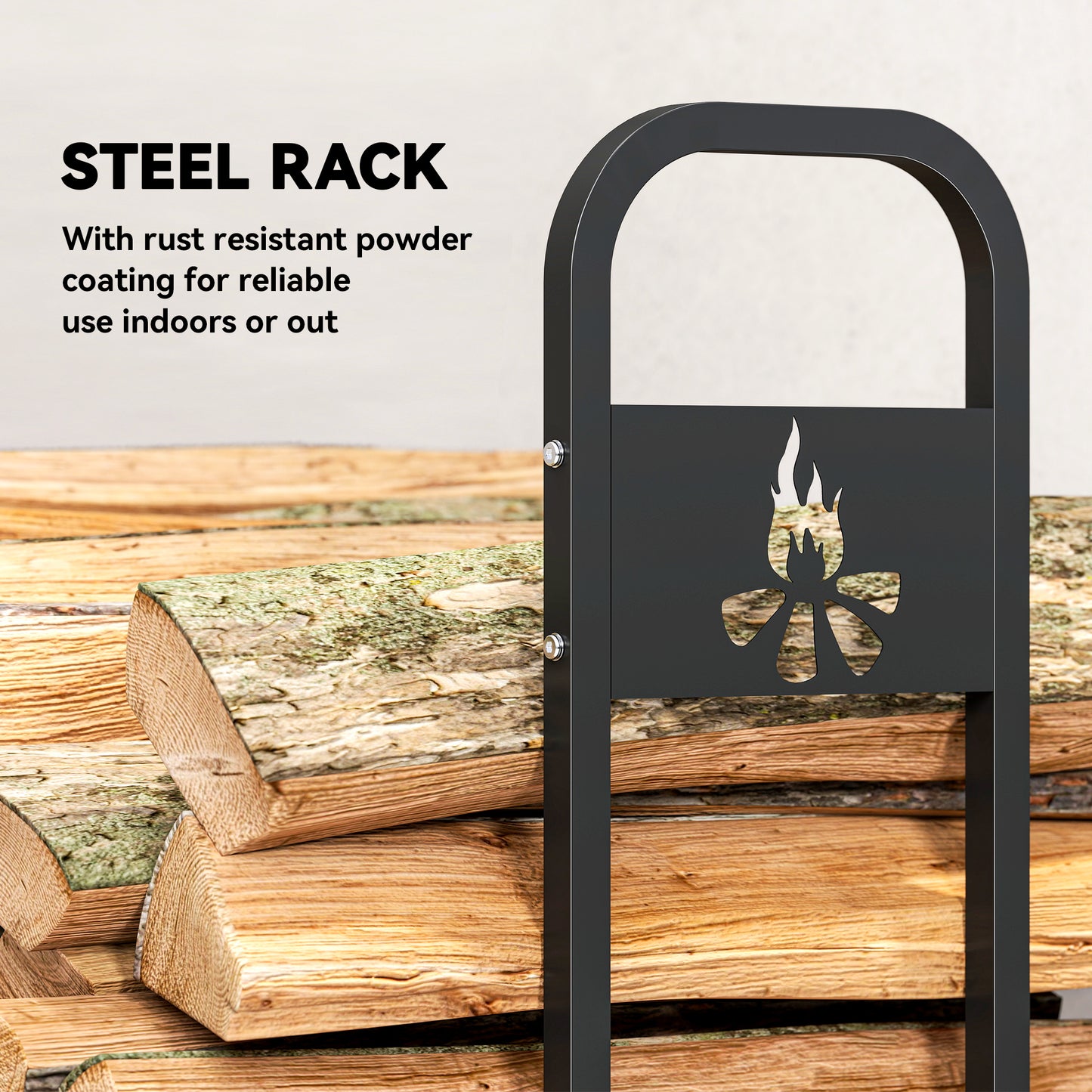 Steel Firewood Log Rack, 300 kg Indoor Outdoor Fireplace Log Holder