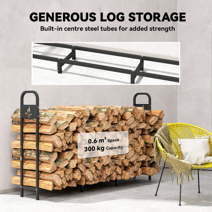 Steel Firewood Log Rack, 300 kg Indoor Outdoor Fireplace Log Holder