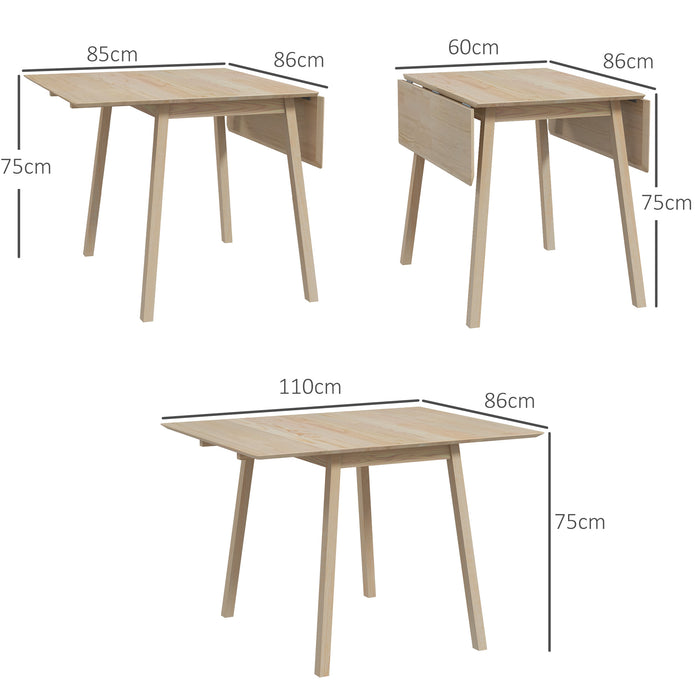 Extendable Kitchen Table for 2-4, Folding Drop Leaf Dining Table for Small Space