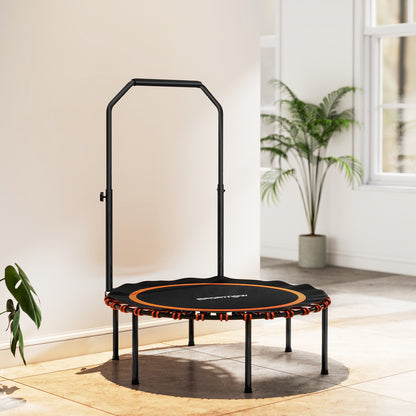 40'' Foldable Fitness Trampoline, Mini Trampoline Bungee Rebounder with 5-Level Adjustable Handle for Adults Indoor Outdoor Exercise, Orange